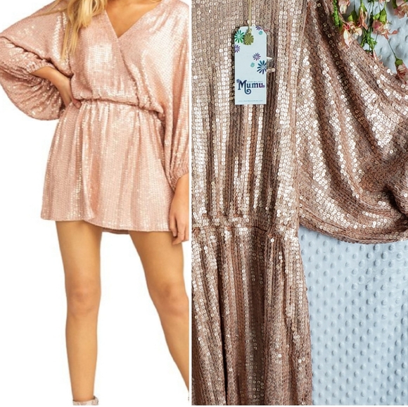 NWT Show Me Your Mumu Dress M Rose Gold Genevieve - Picture 9 of 9